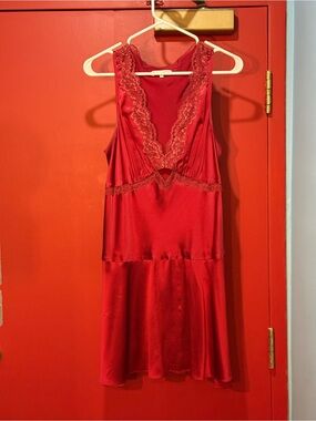 Reformation Belva Red 100% Silk Mini Dress